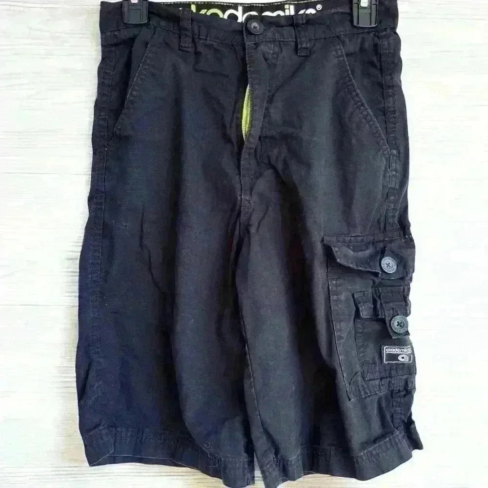 Boys Akademiks Black Cargo Shorts VTG Pockets Y2K Sz 14